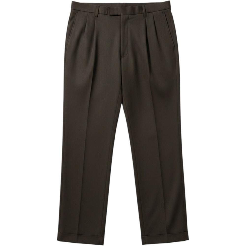Haggar Dress Pants Mens 42x29 Brown Classic Fit Microfiber Pleated Cuffed Slacks